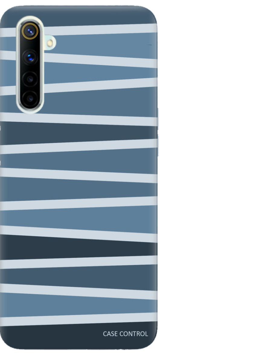 Чехол на Realme 6 рельефный дизайн Синие полоски принт 52 Creative (258627211)