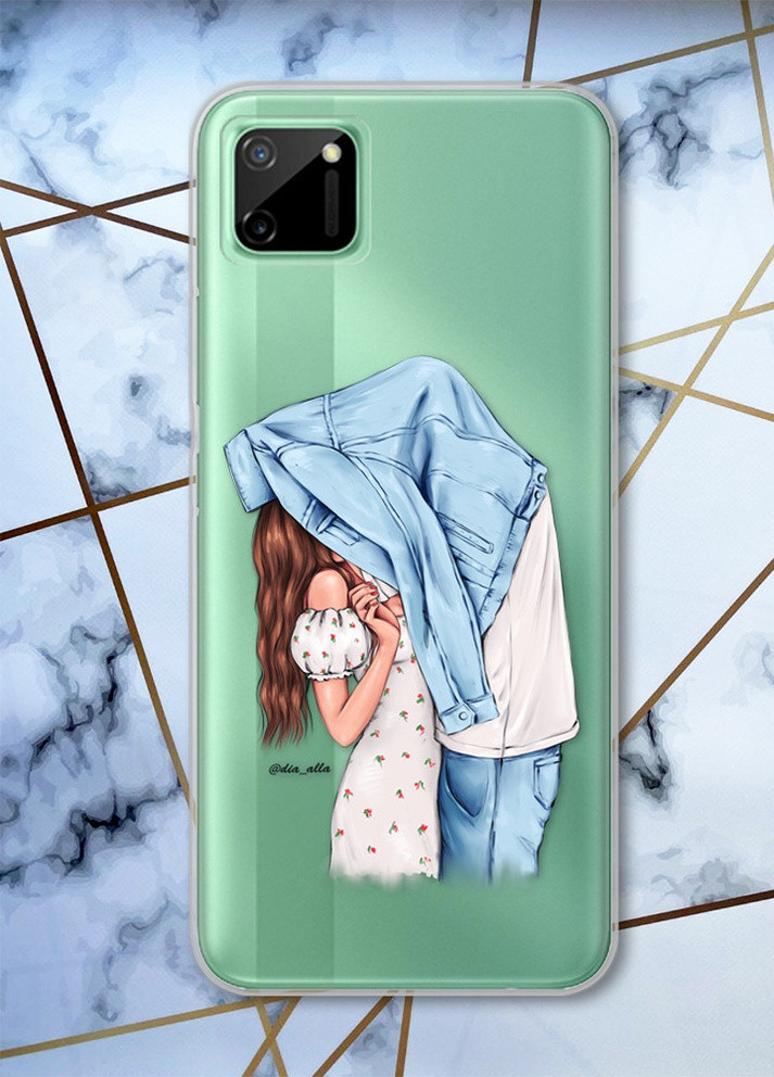 Прозрачный чехол на Realme C11 рельефный дизайн Поцелуй принт 33 Creative (258627471)