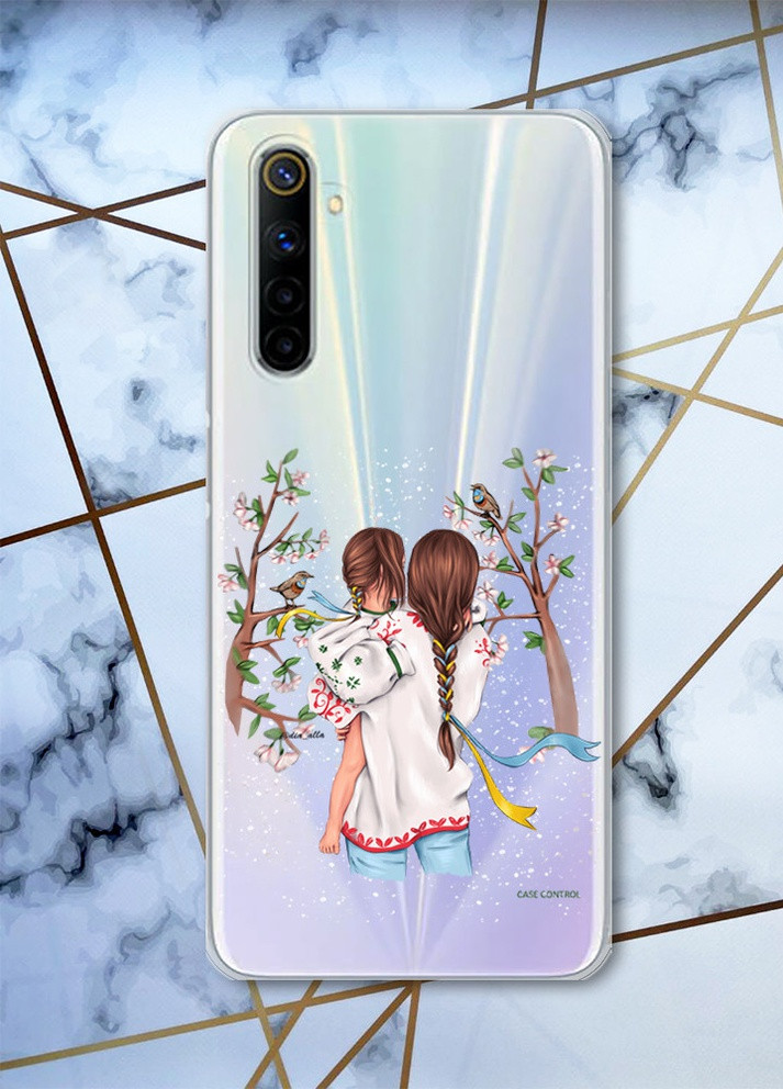 Прозрачный чехол на Realme 6 патриотический дизайн Мама с дочуркой принт 27 Creative (258627374)