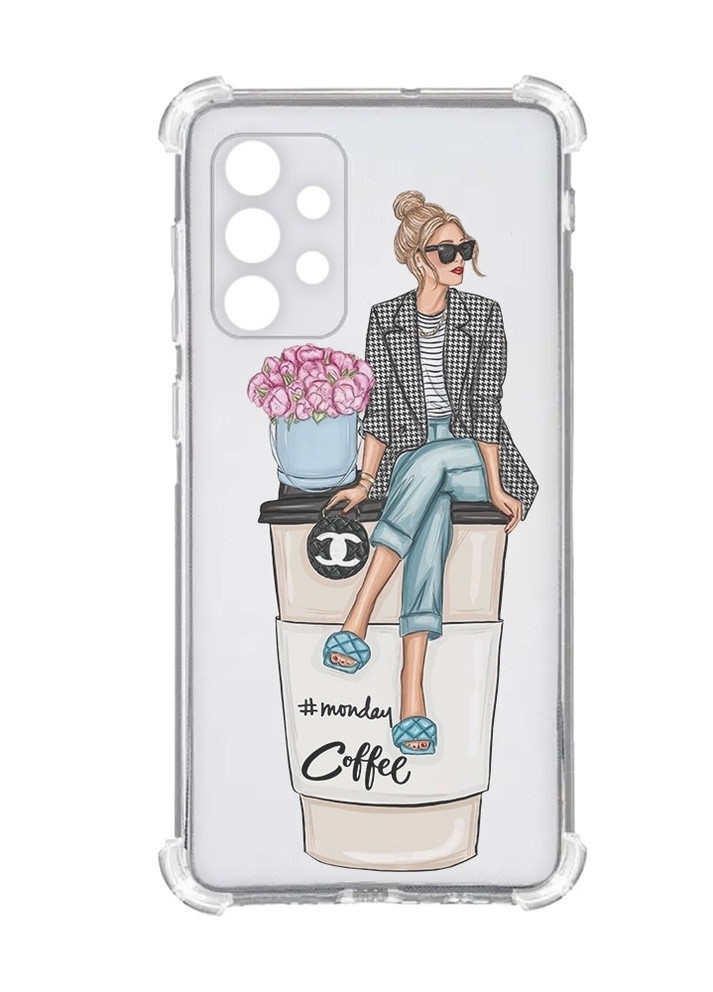 Чохол із потовщеними кутами на Oppo A72 5G :: Дівчина на каві (принт 228) Creative (258627193)