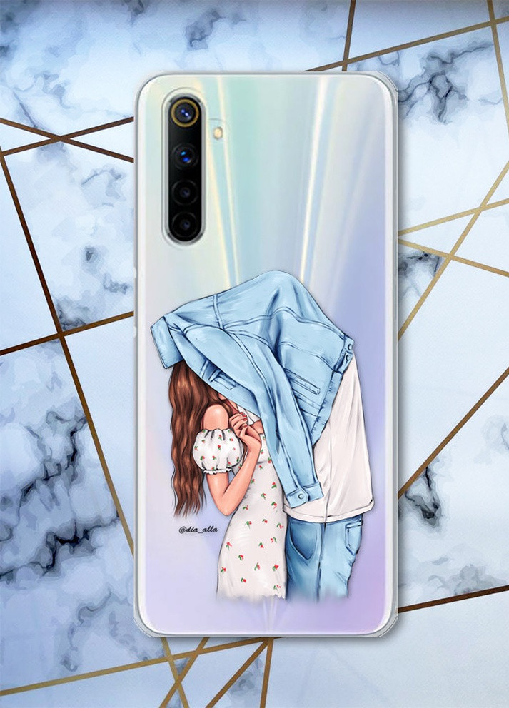 Прозрачный чехол на Realme 6 рельефный дизайн Поцелуй принт 33 Creative (258627172)