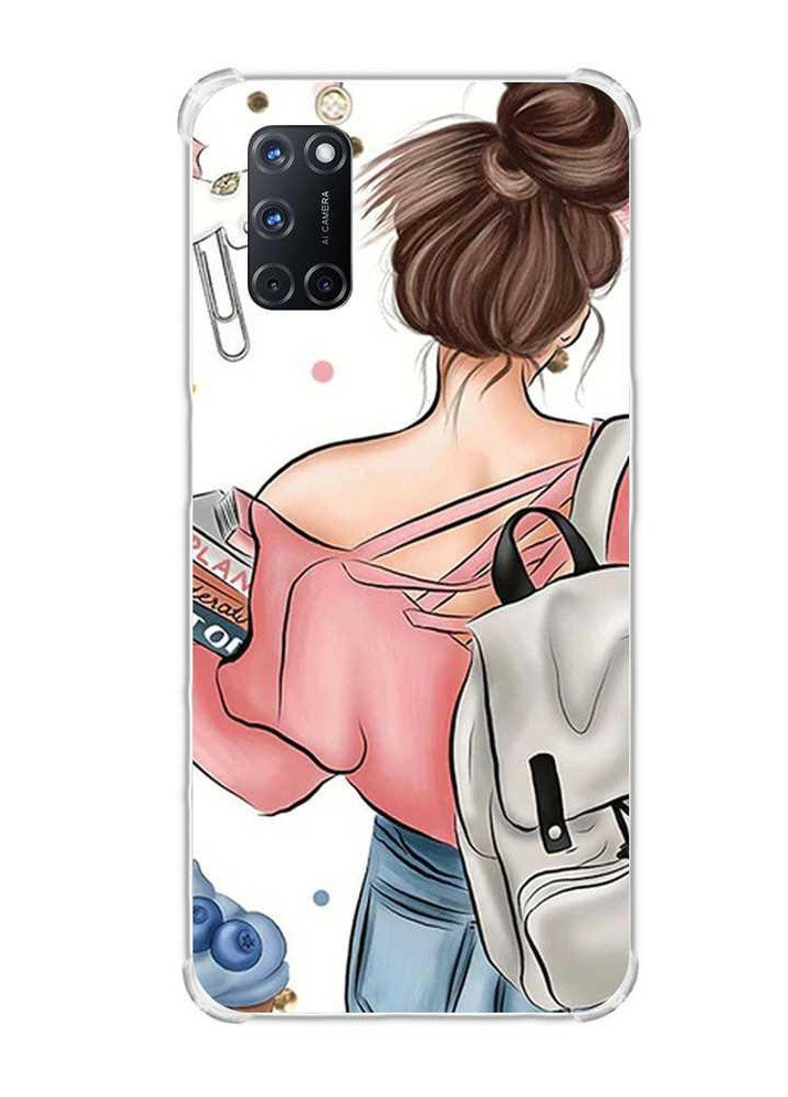 Прозрачный чехол с рисунком для Oppo A52/ A72/ A92 рельефный дизайн Девушка с рюкзаком принт: 30 Creative (258627457)