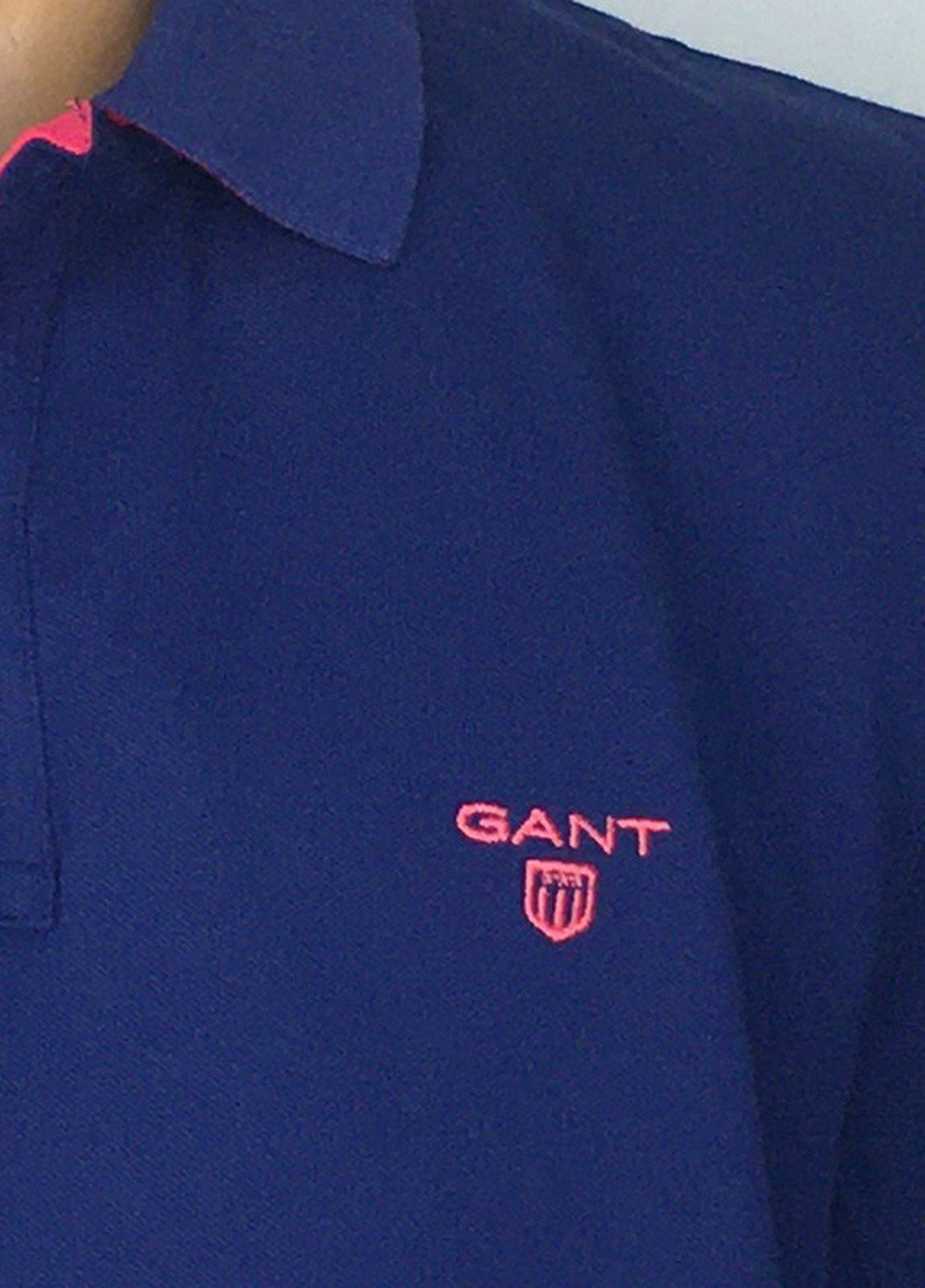 Темно-синя футболка polo з коротким рукавом Gant