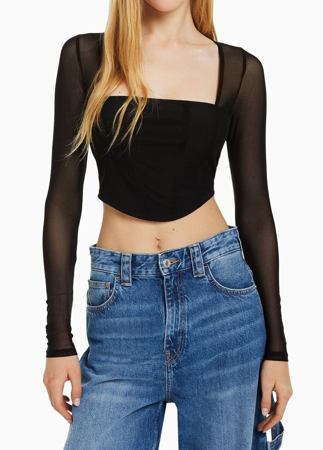 Чорний літній светр Bershka