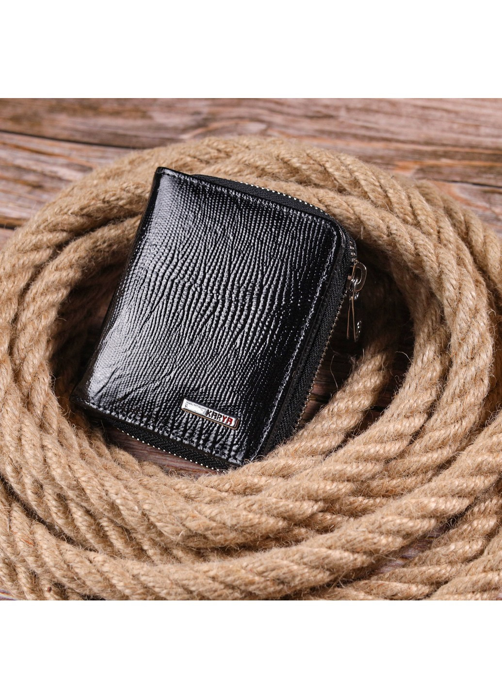 Жіночий шкіряний гаманець 9х10,3х3 см Karya (258638378)