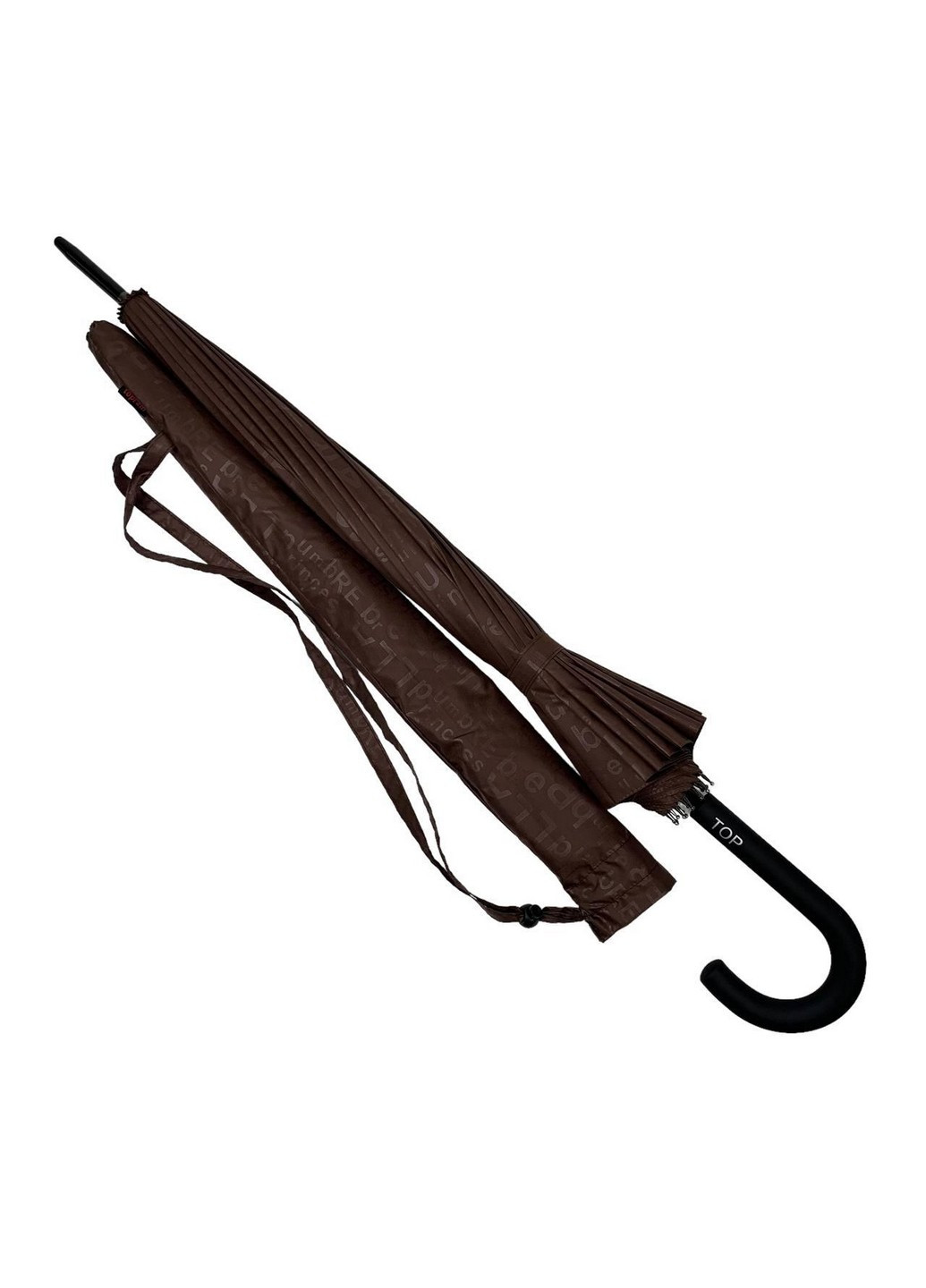 Коричневый женский зонт-трость 100 см Toprain (258638230)
