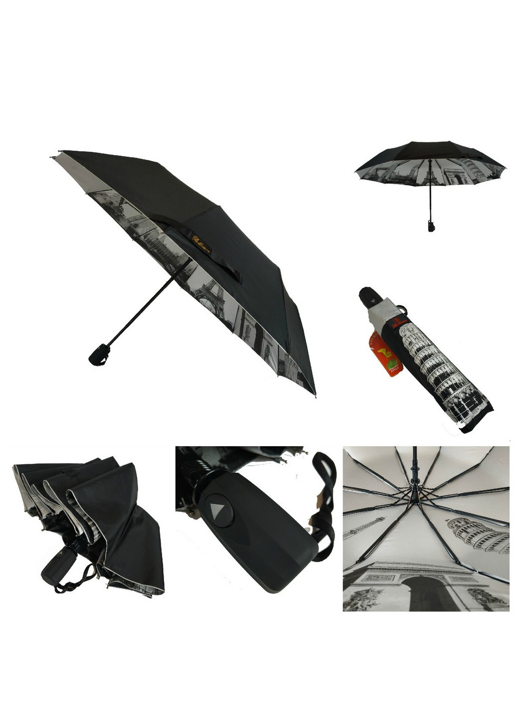 Чорна жіночий напівавтомат зонт 102 см Bellissima (258638197)