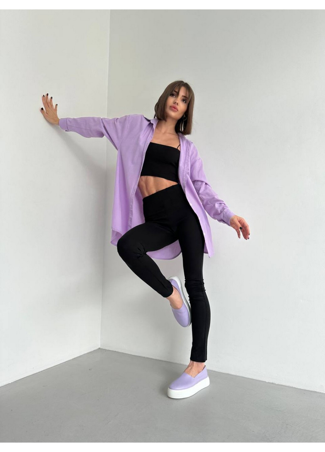 Лавандовые женские кожаные слипоны 38 VZUTIK