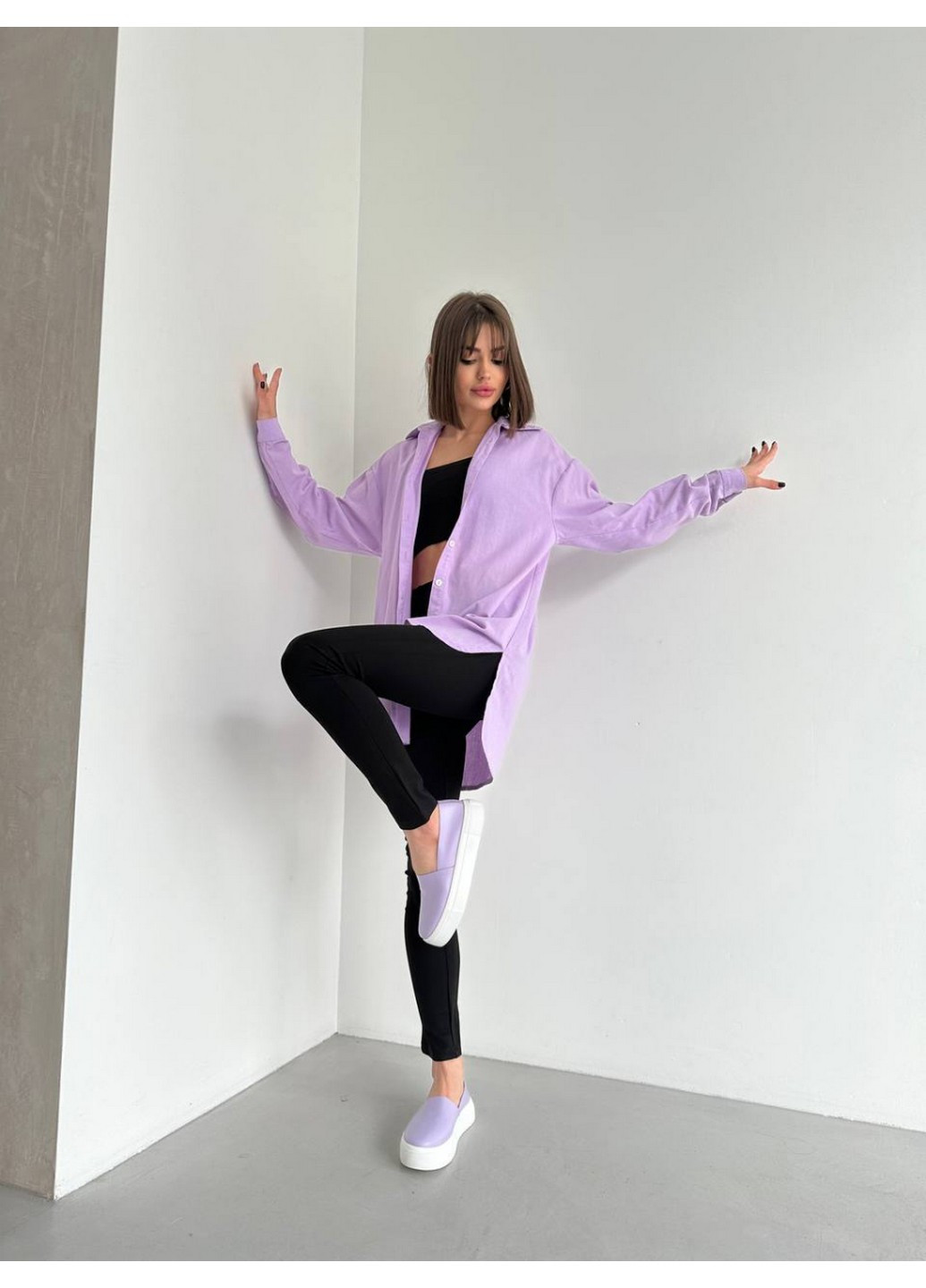 Лавандовые женские кожаные слипоны 38 VZUTIK