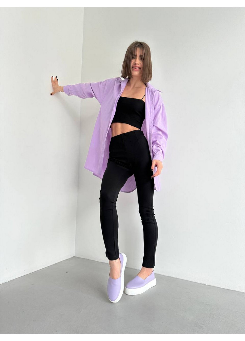 Лавандовые женские кожаные слипоны 38 VZUTIK