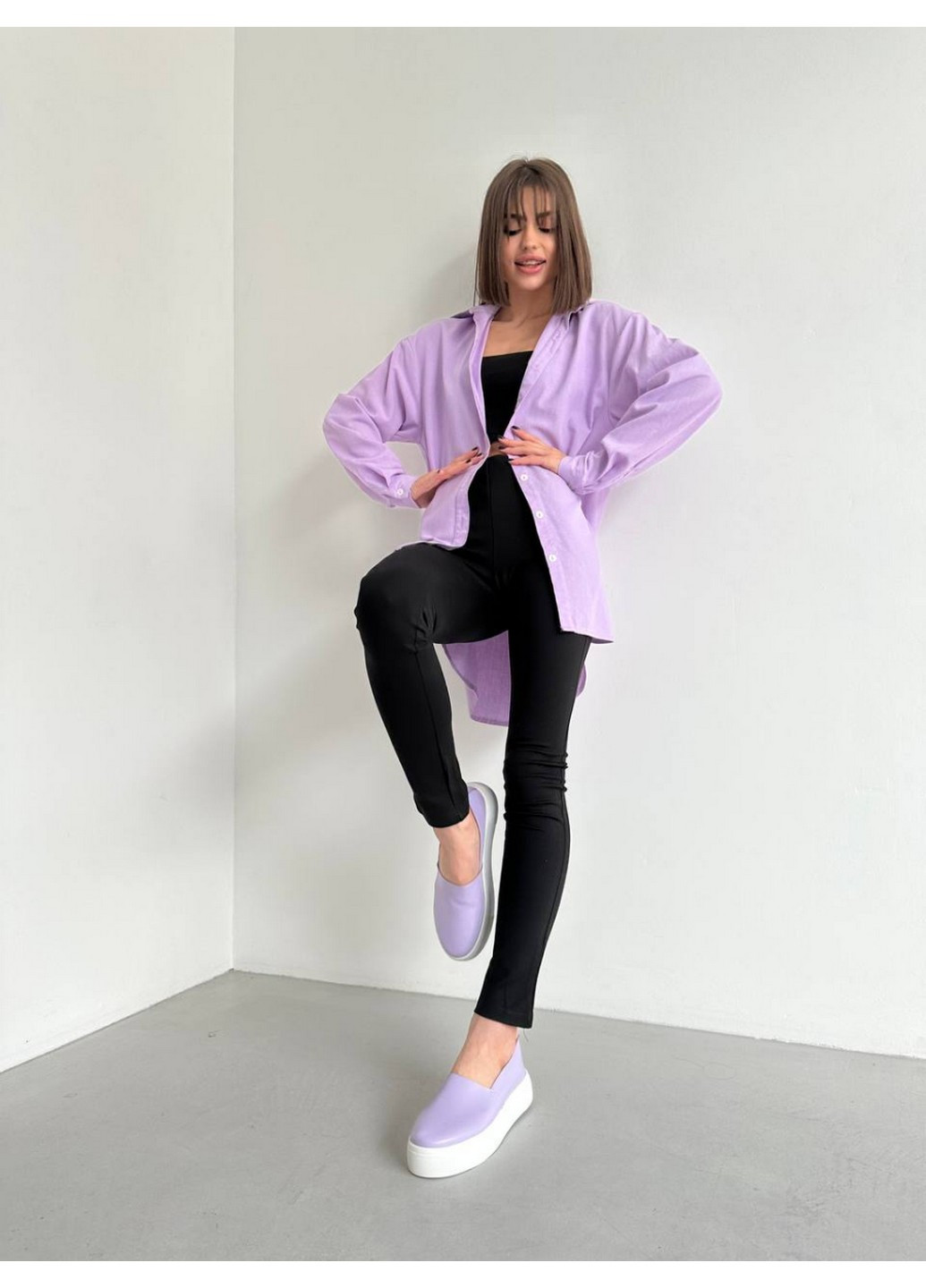 Лавандовые женские кожаные слипоны 38 VZUTIK