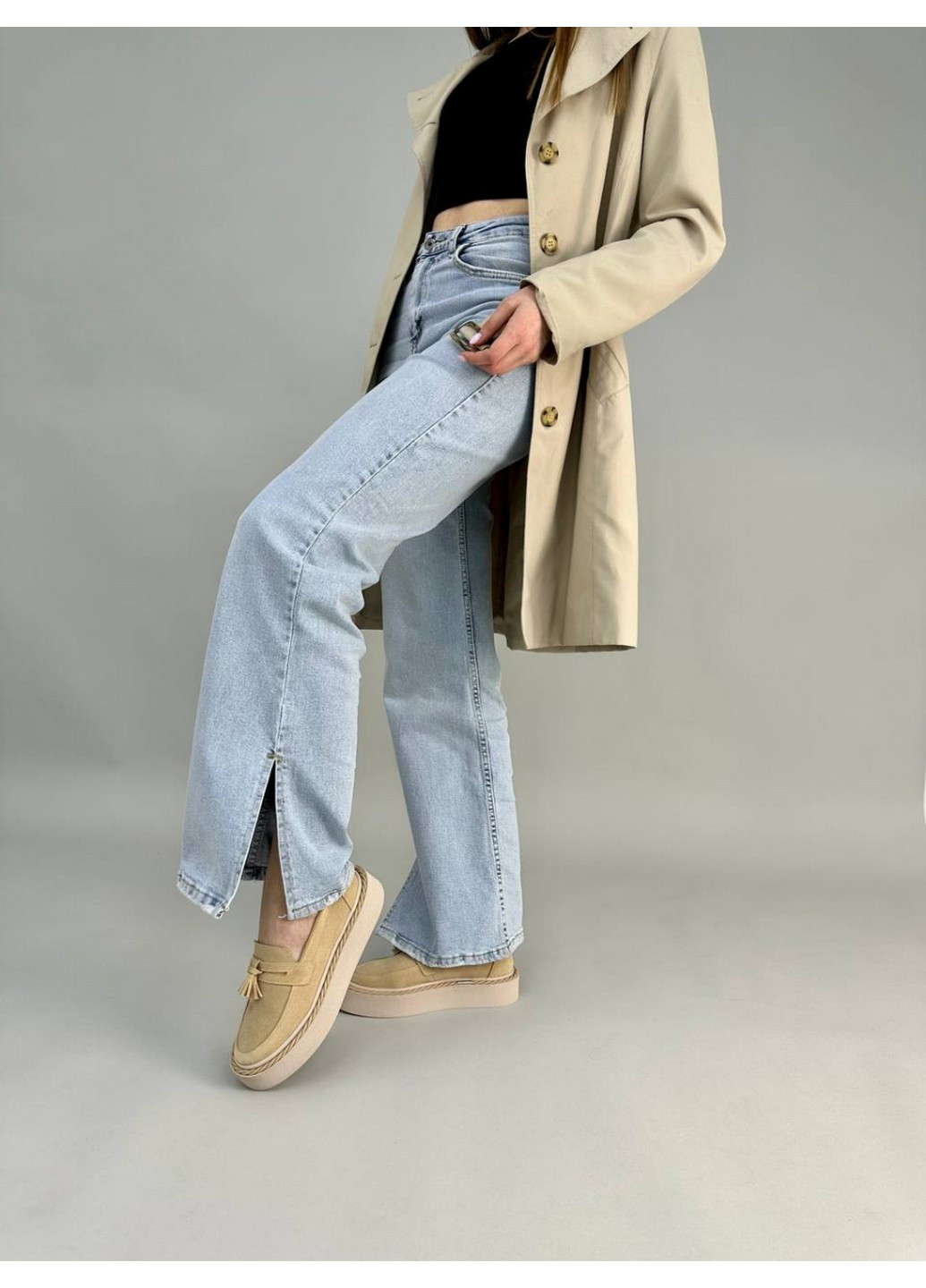 VZUTIK Жіночі замшеві лофери 41 пісочний з натуральна замша, україна — демісезон (258638601)