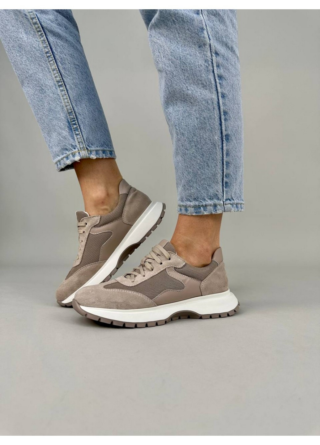 Женские замшевые кроссовки 37 VZUTIK бежевые демисезоны (258638553)