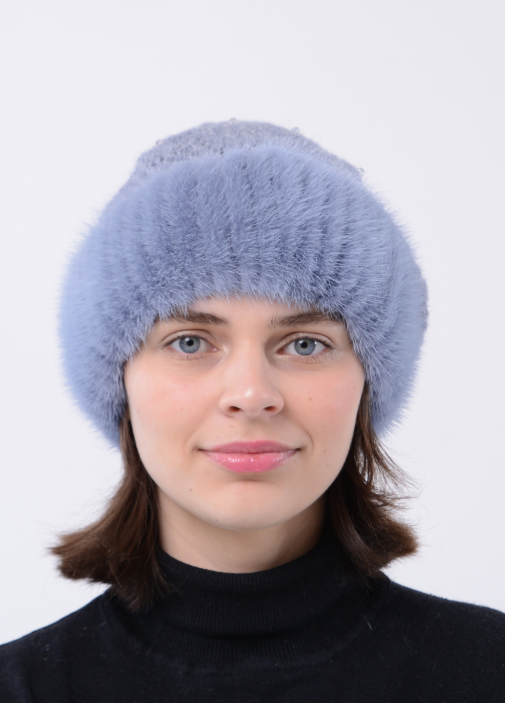 Женская вязаная норковая шапка с помпоном Меховой Стиль ажур (258653058)