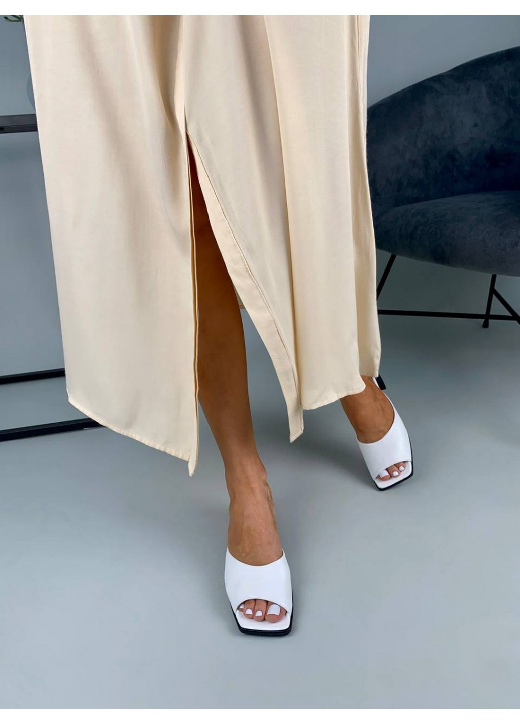 Белые женские кожаные сабо 37 VZUTIK