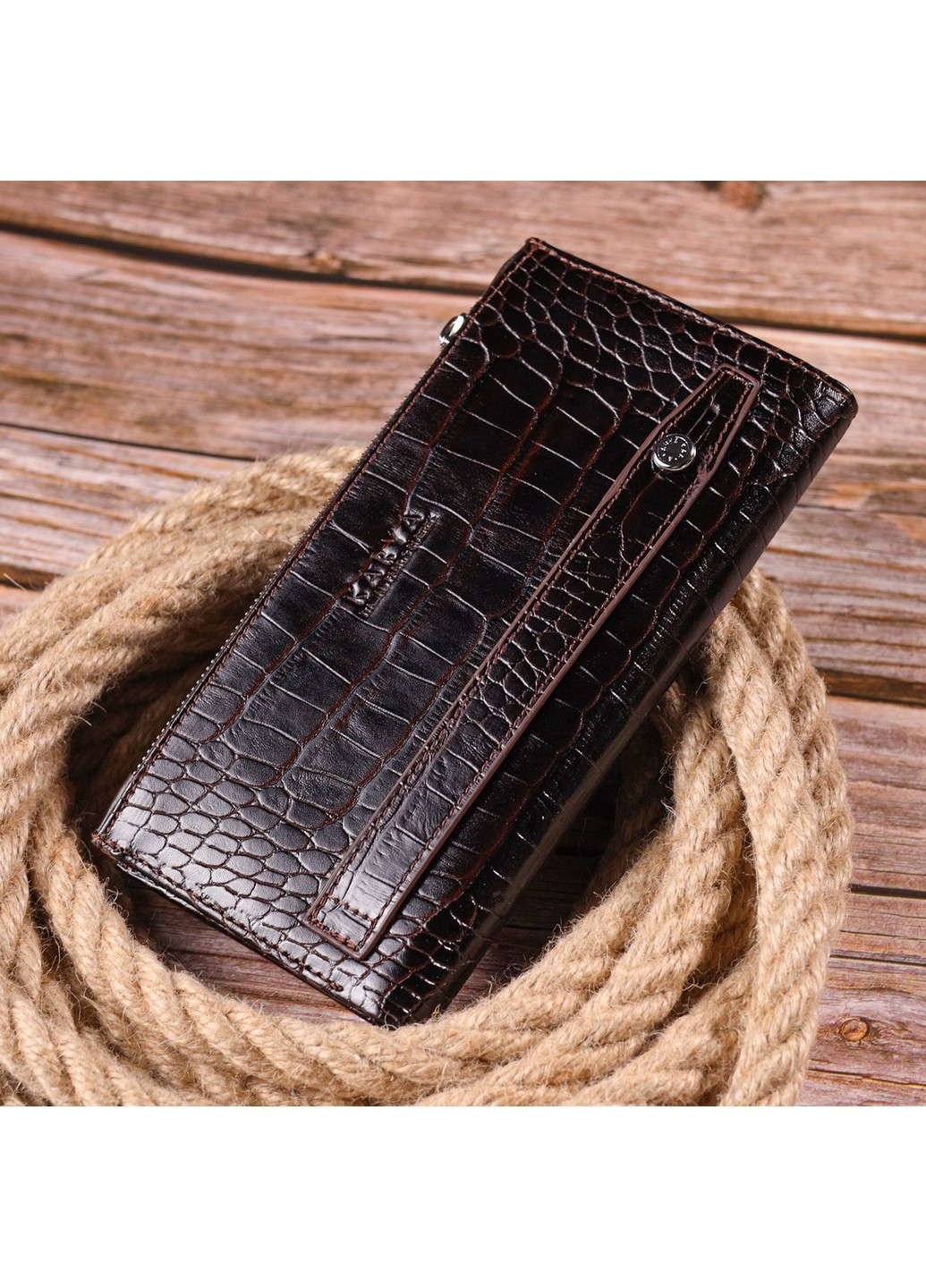 Чоловічий шкіряний портмоне 9,7х19х1,5 см Karya (258639353)