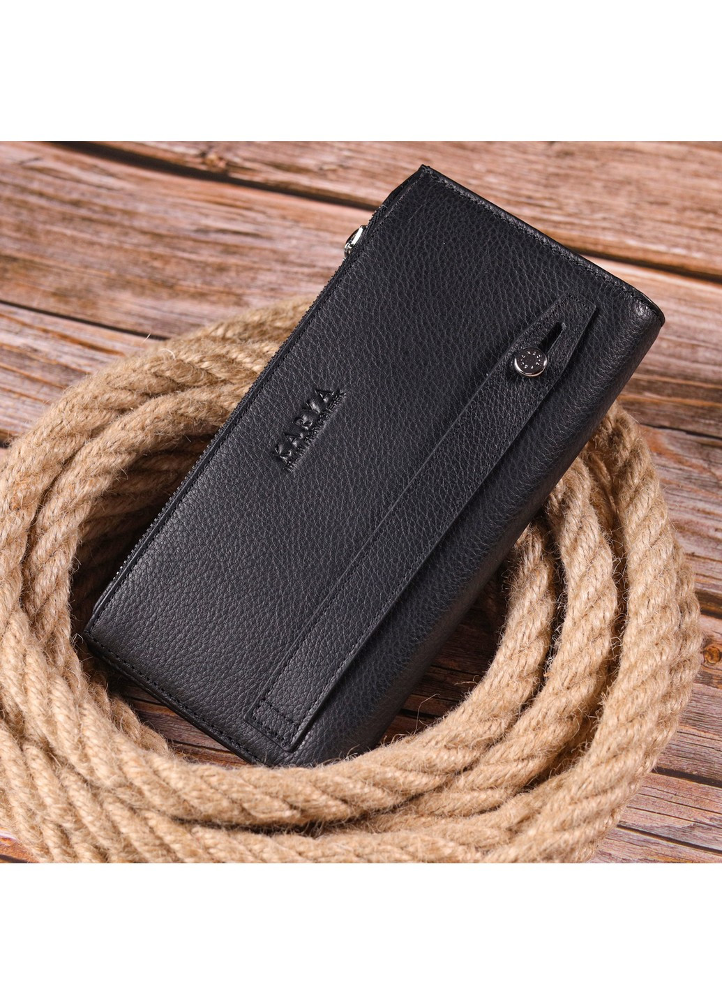 Чоловічий шкіряний портмоне 9,7х19х1,5 см Karya (258639375)