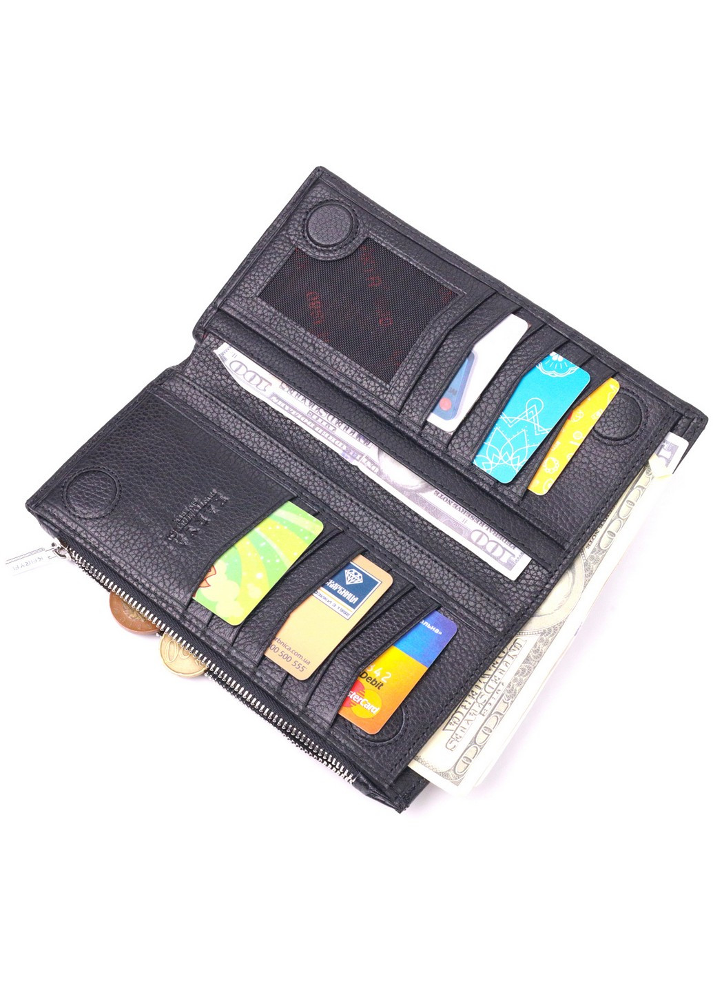 Чоловічий шкіряний портмоне 9,7х19х1,5 см Karya (258639375)