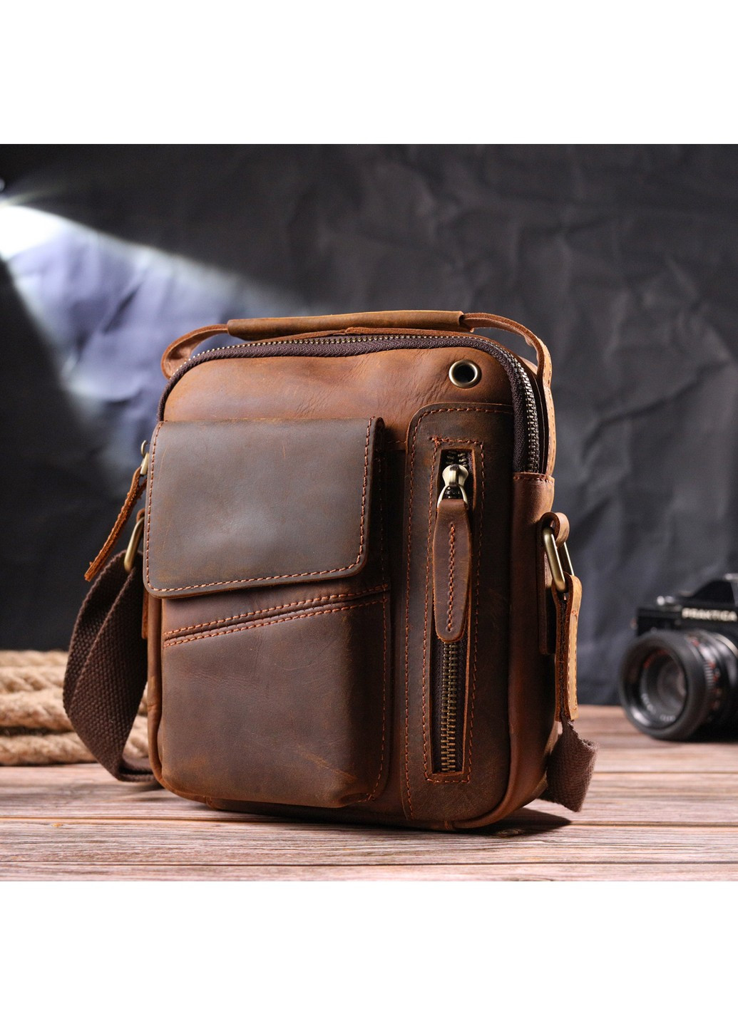 Мужская кожаная сумка 18х20х5 см Vintage (258639113)