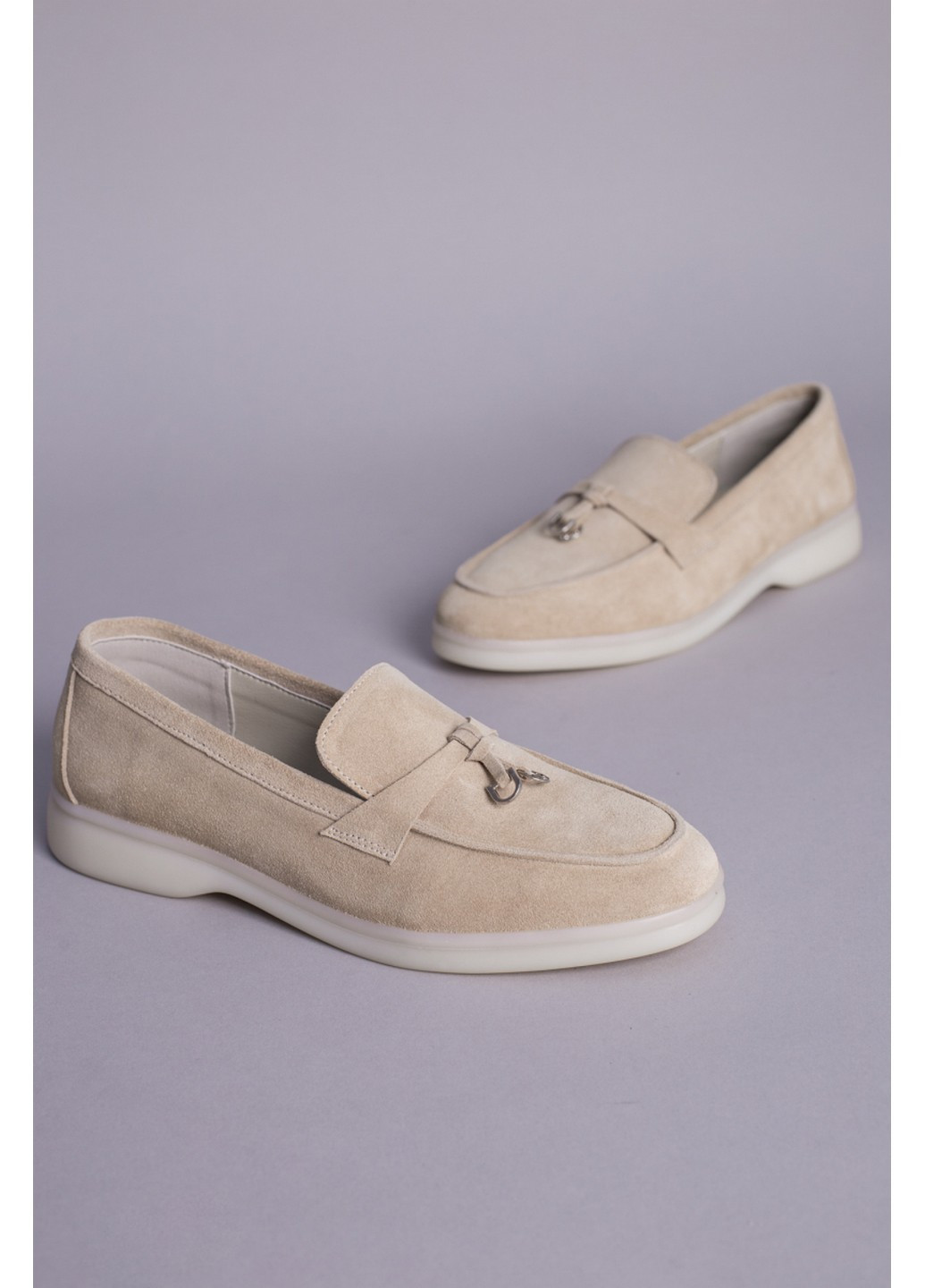 VZUTIK Женские замшевые лоферы 41 бежевый з натуральная замша, украина — демисезон (258639540)