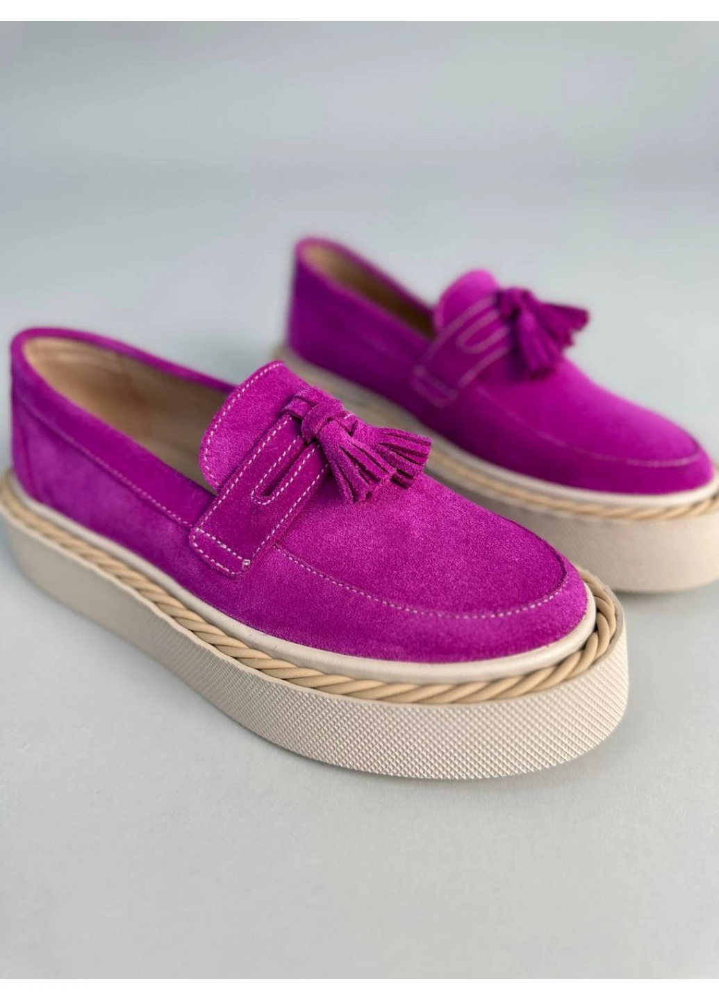 VZUTIK Жіночі замшеві лофери 39 фуксія з натуральна замша, україна — демісезон (258639746)