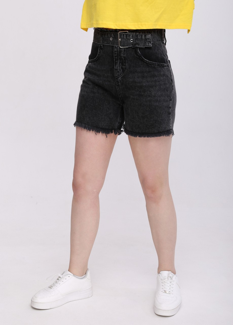 Шорти жіночі джинсові чорні варені МОМ Cracpot mom (258661932)