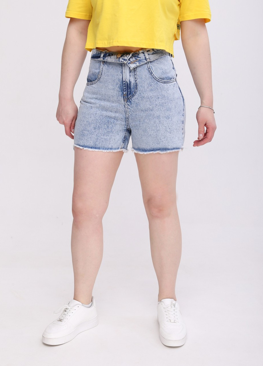 Шорти жіночі джинсові блакитні варені МОМ короткі Cracpot mom (258661933)