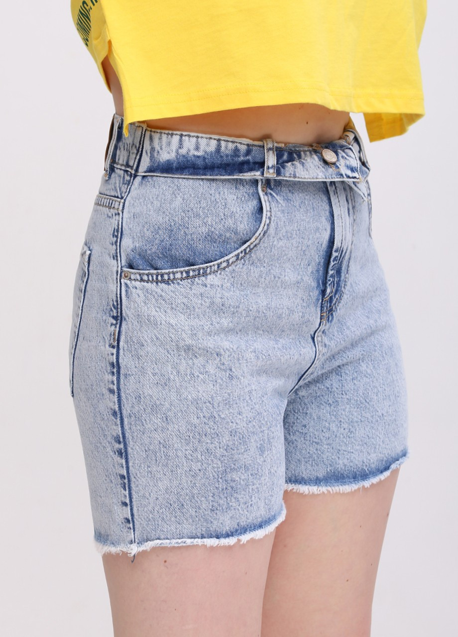 Шорти жіночі джинсові блакитні варені МОМ короткі Cracpot mom (258661933)