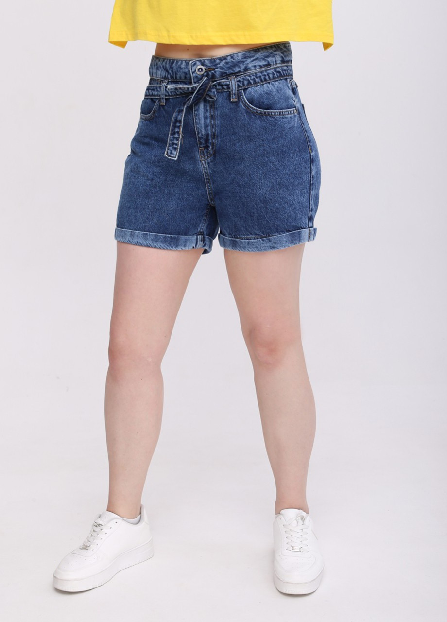 Шорти жіночі джинсові сині варені МОМ Cracpot MOM (258661931)