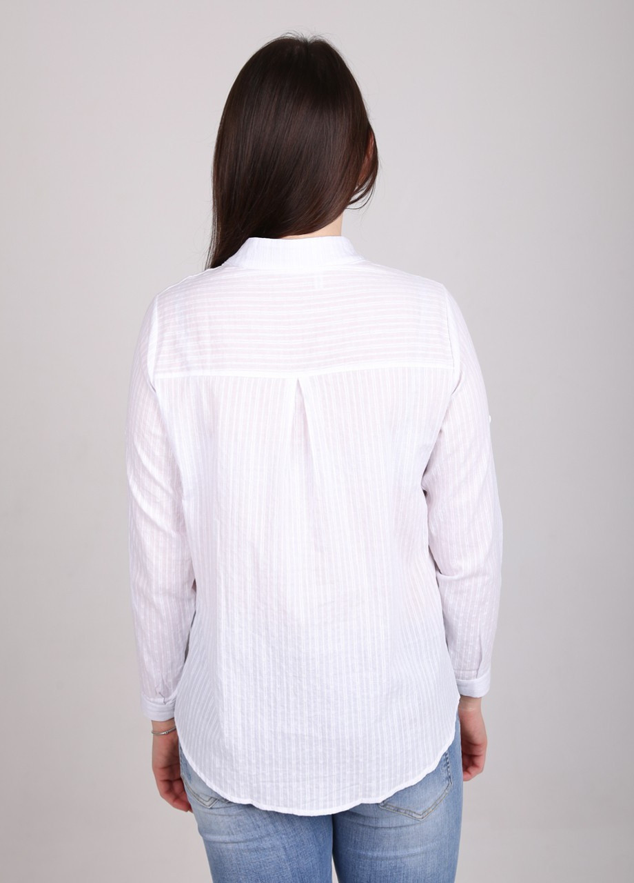 Сорочка жіноча біла тока з візерунком комір стійка JEANSclub (258699623)