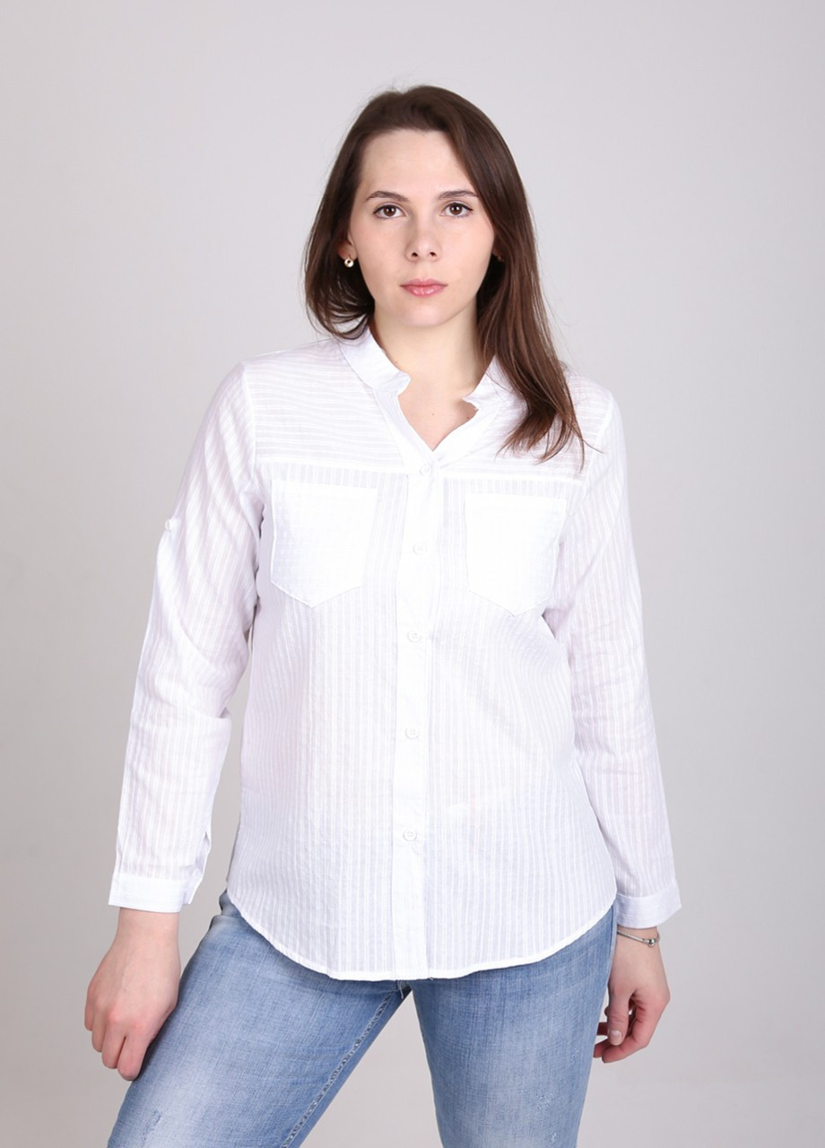 Сорочка жіноча біла тока з візерунком комір стійка JEANSclub (258699623)