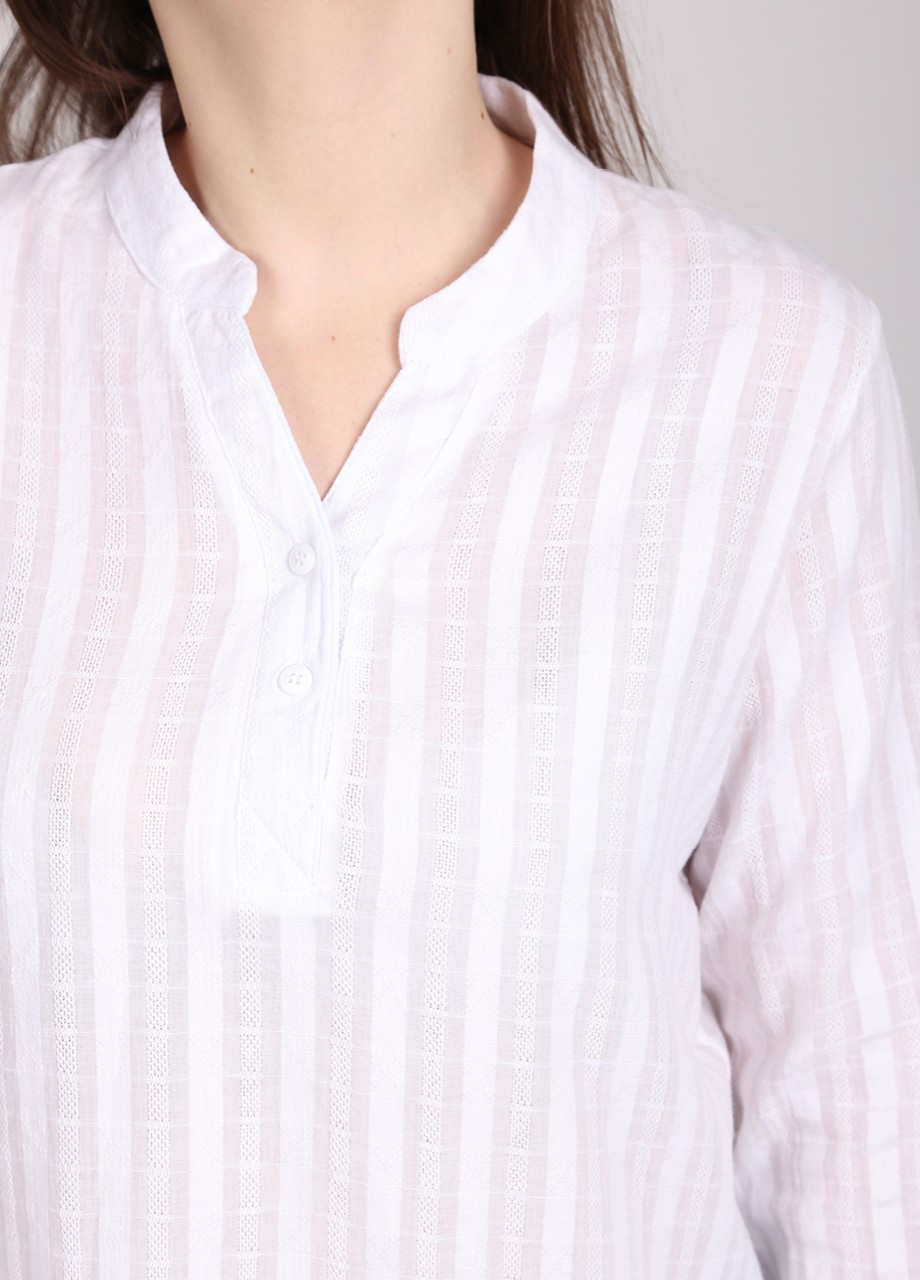 Сорочка жіноча біла тонка з візерунком комір стійка JEANSclub (258699624)