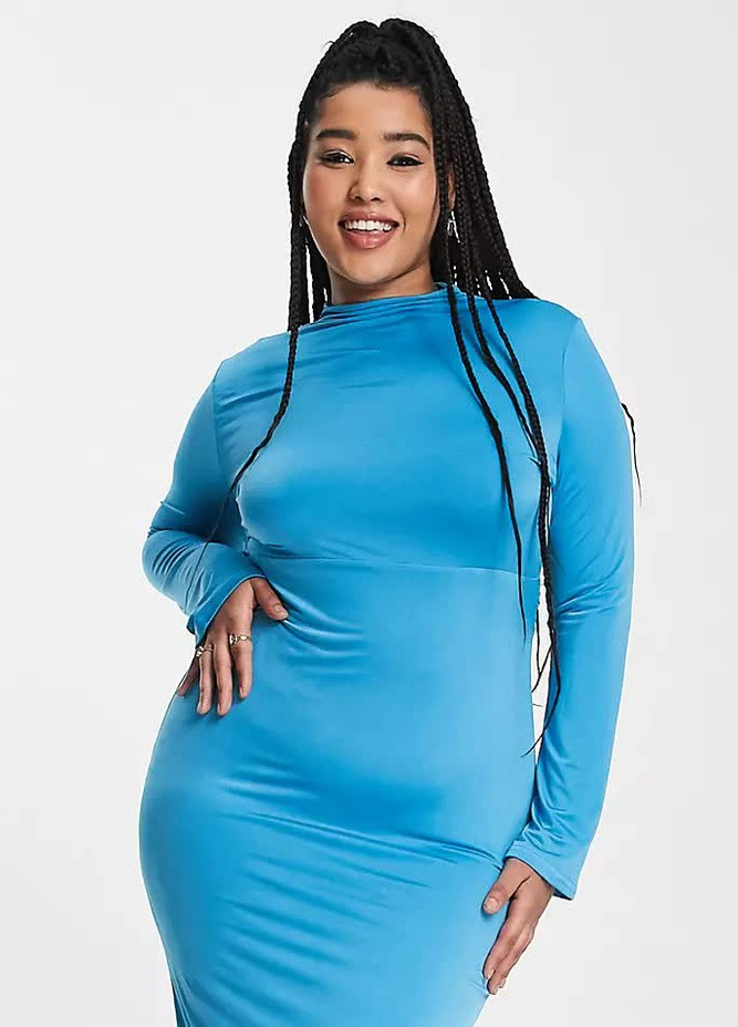 Голубое кэжуал платье с открытой спиной Public Desire однотонное