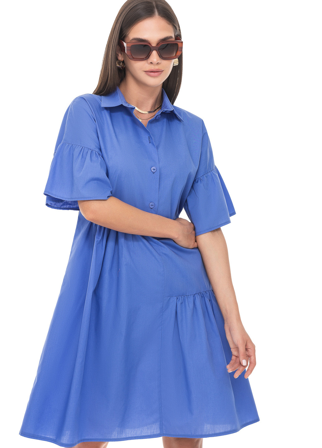 Голубое легкое хлопковое платье SVTR