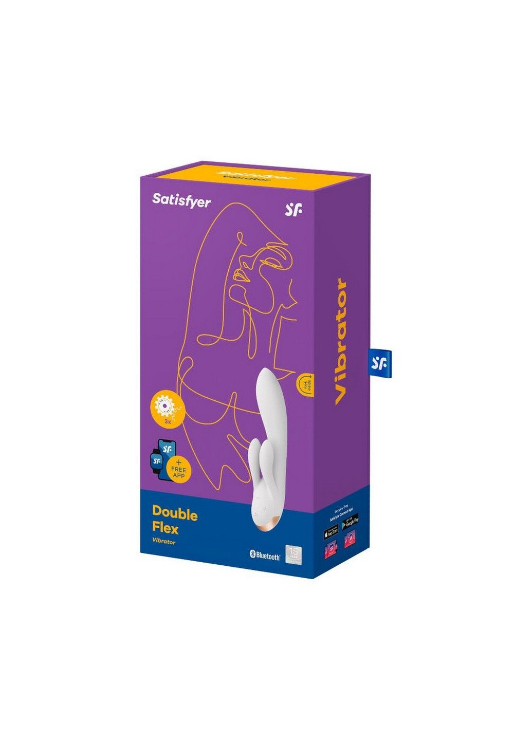 Смарт вибратор кролик с двойным отростком Double Flex White Satisfyer (258676779)