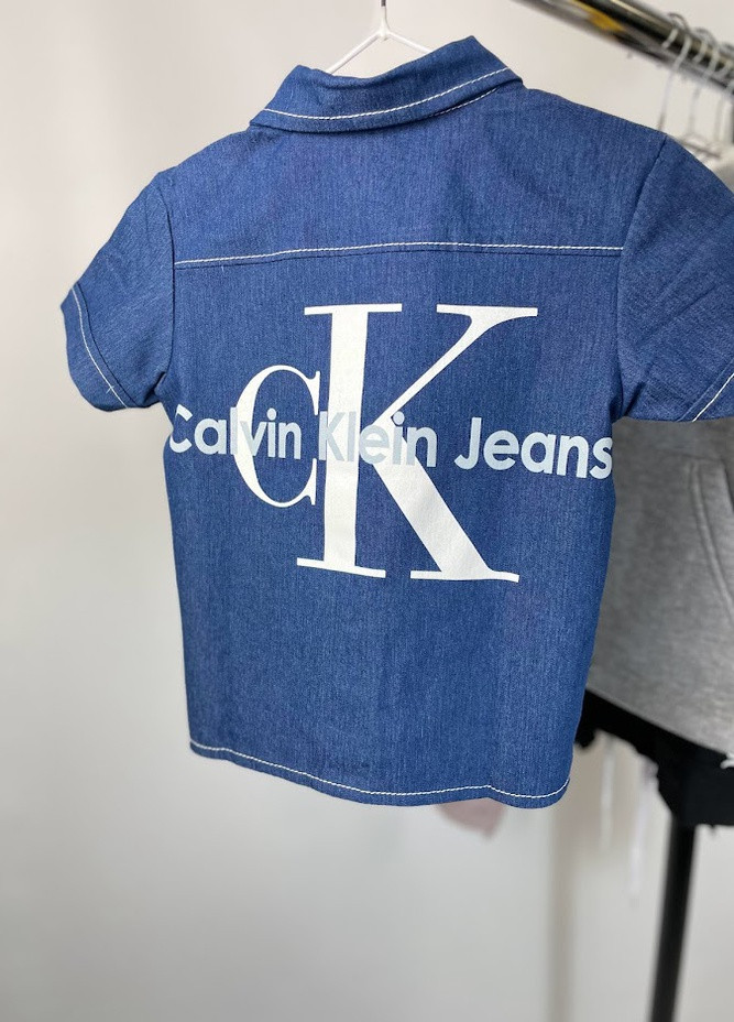 Синя літня джинсова футболка "calvin klein" синій (6092272-o-2) No Brand