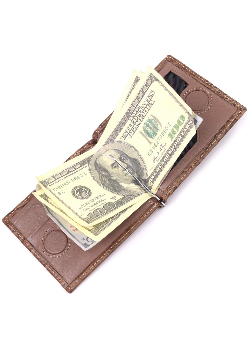 Кожаный зажим мужской 11,2х8,6х0,5 см Karya (258676642)