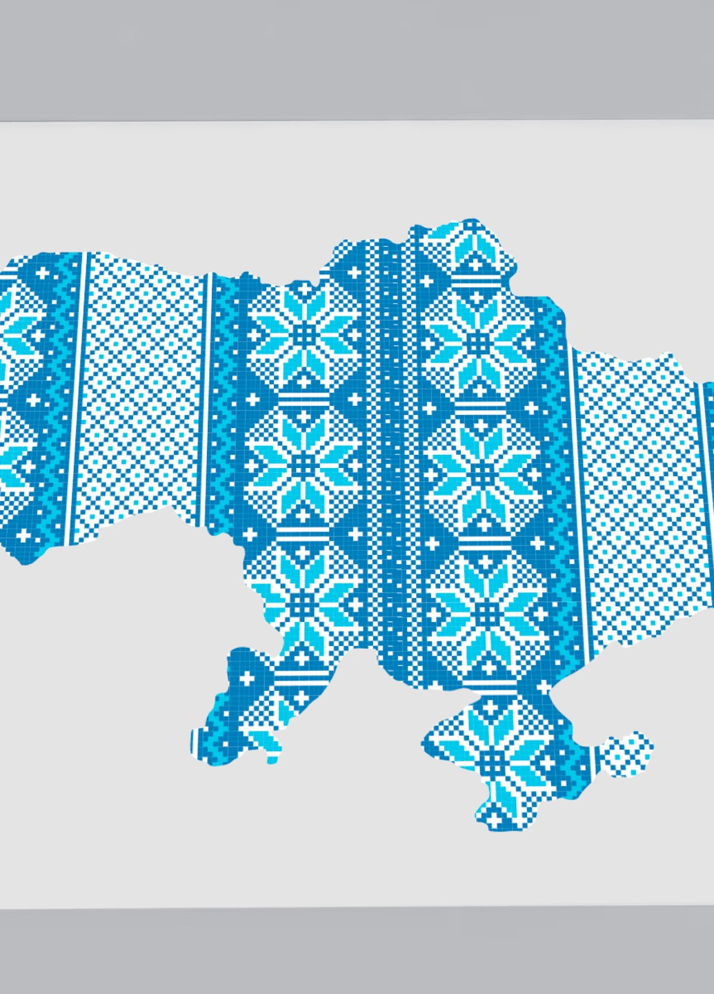 Интерьерная наклейка Карта Украины Орнамент голубой 90х60,5 см Komfolino (258699775)