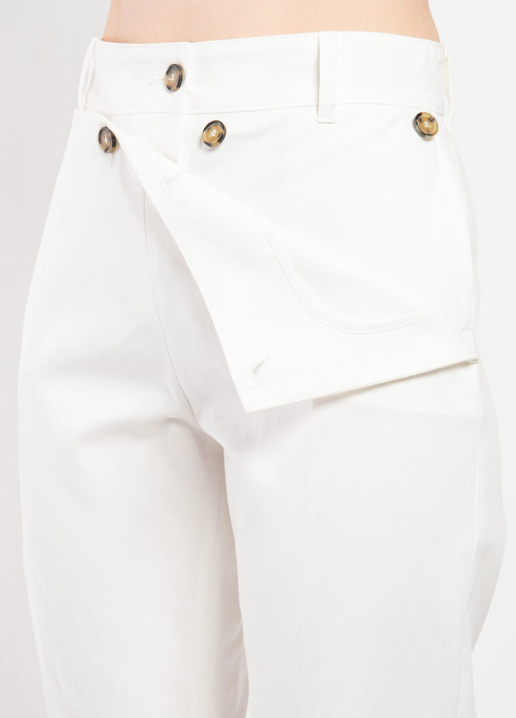 Белые хлопковые брюки с высокой талией MSGM (258685225)