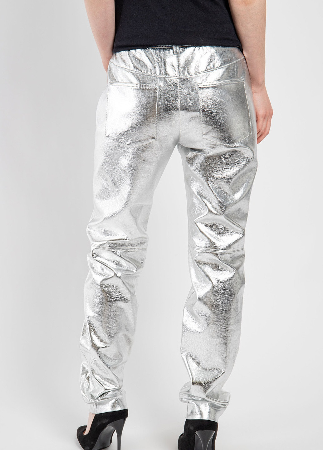 Серебристые брюки из экокожи MSGM (258685230)