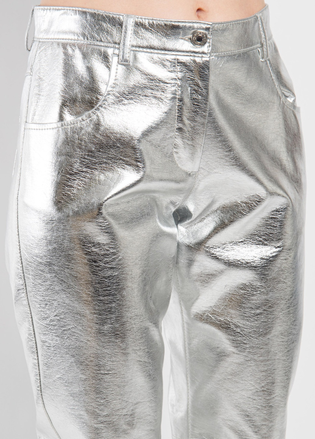 Серебристые брюки из экокожи MSGM (258685230)