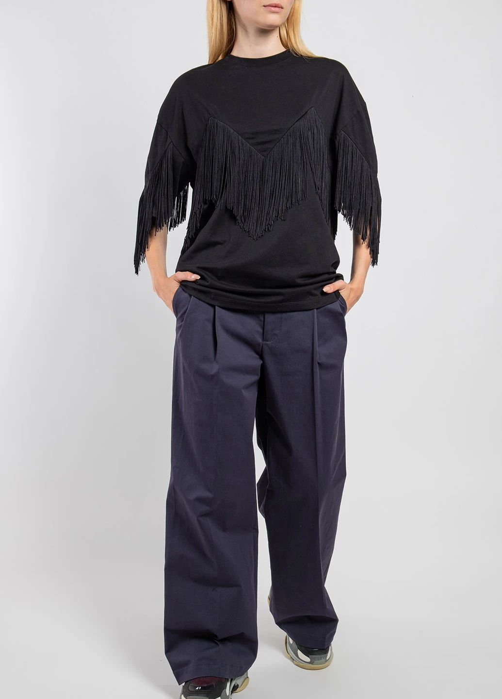 Темно-синие широкие брюки MSGM (258685241)