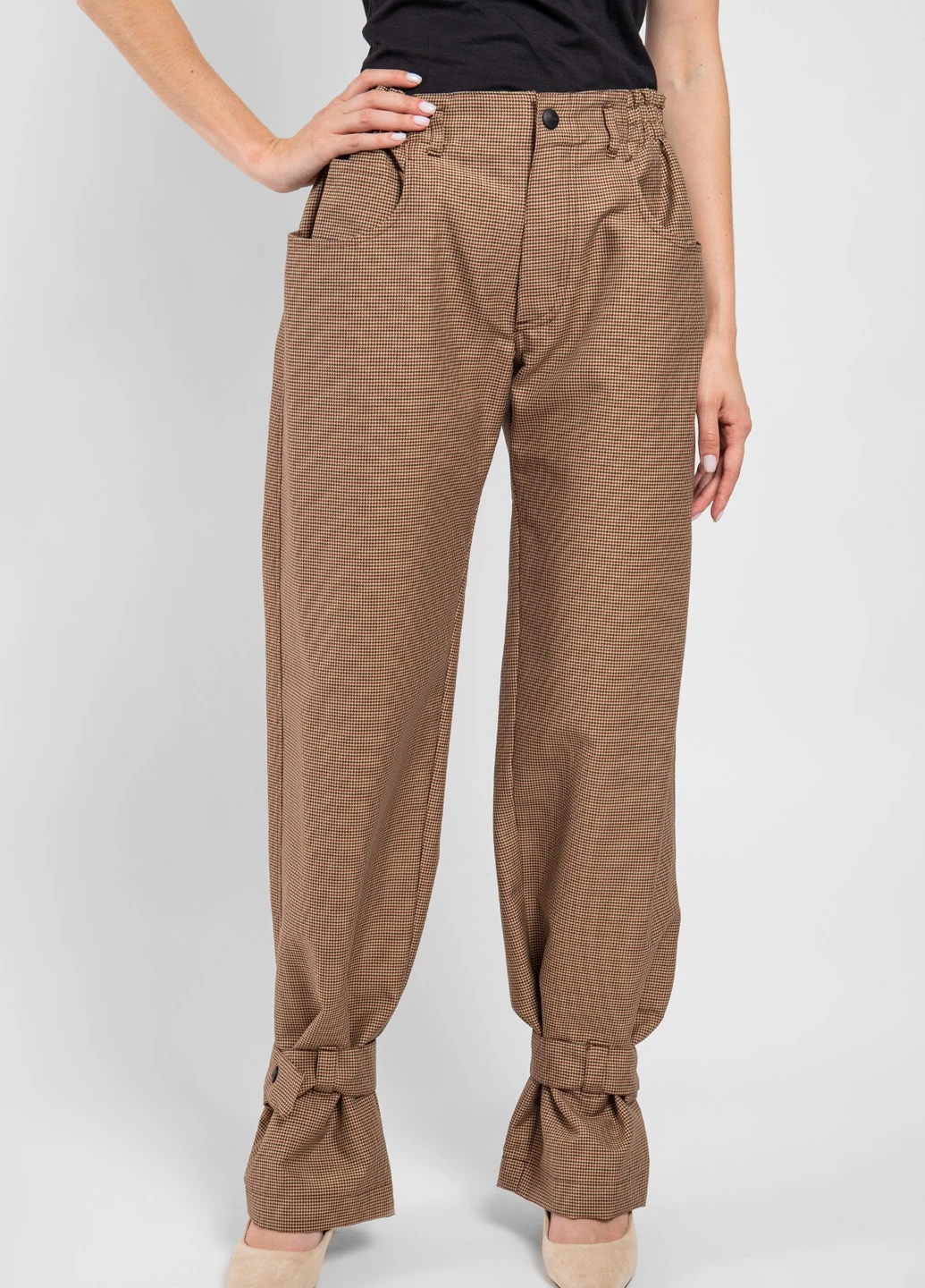 Коричневые шерстяные брюки с узором MSGM (258685233)