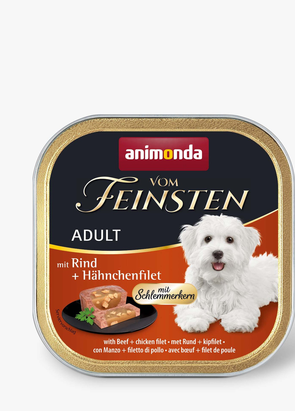 Вологий корм Vom Feinsten Adult with Beef + chicken filet з яловичиною та курячим філе для собак, 150 г Animonda (258686245)