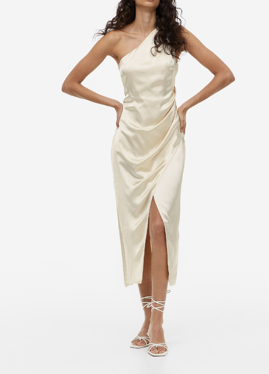 Молочна вечірня сукня H&M однотонна