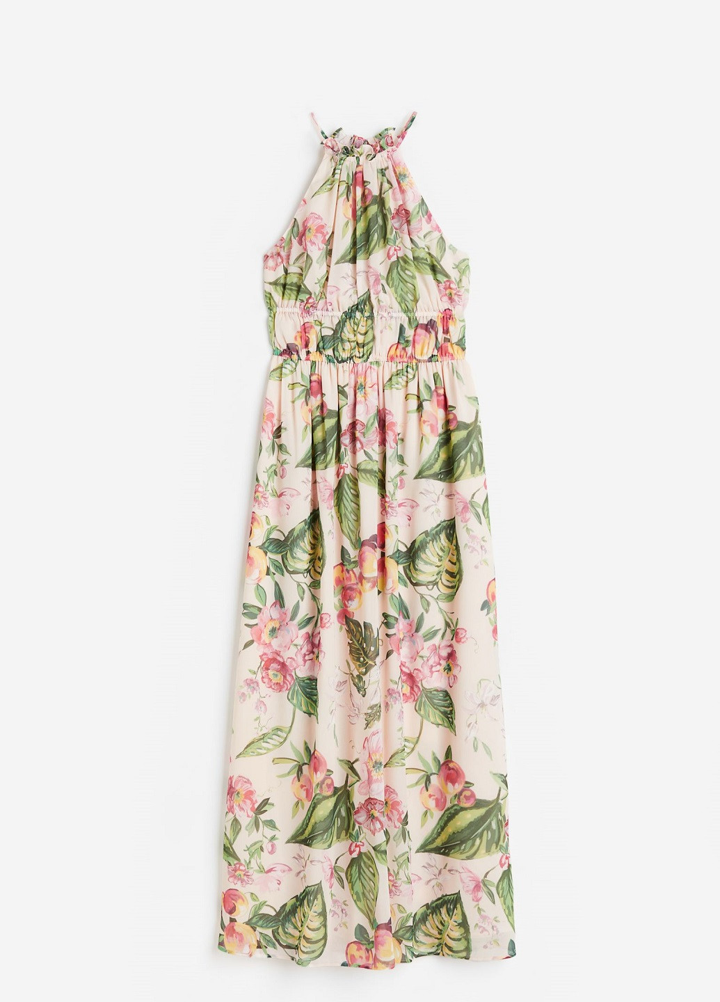 Светло-бежевое кэжуал платье H&M с цветочным принтом