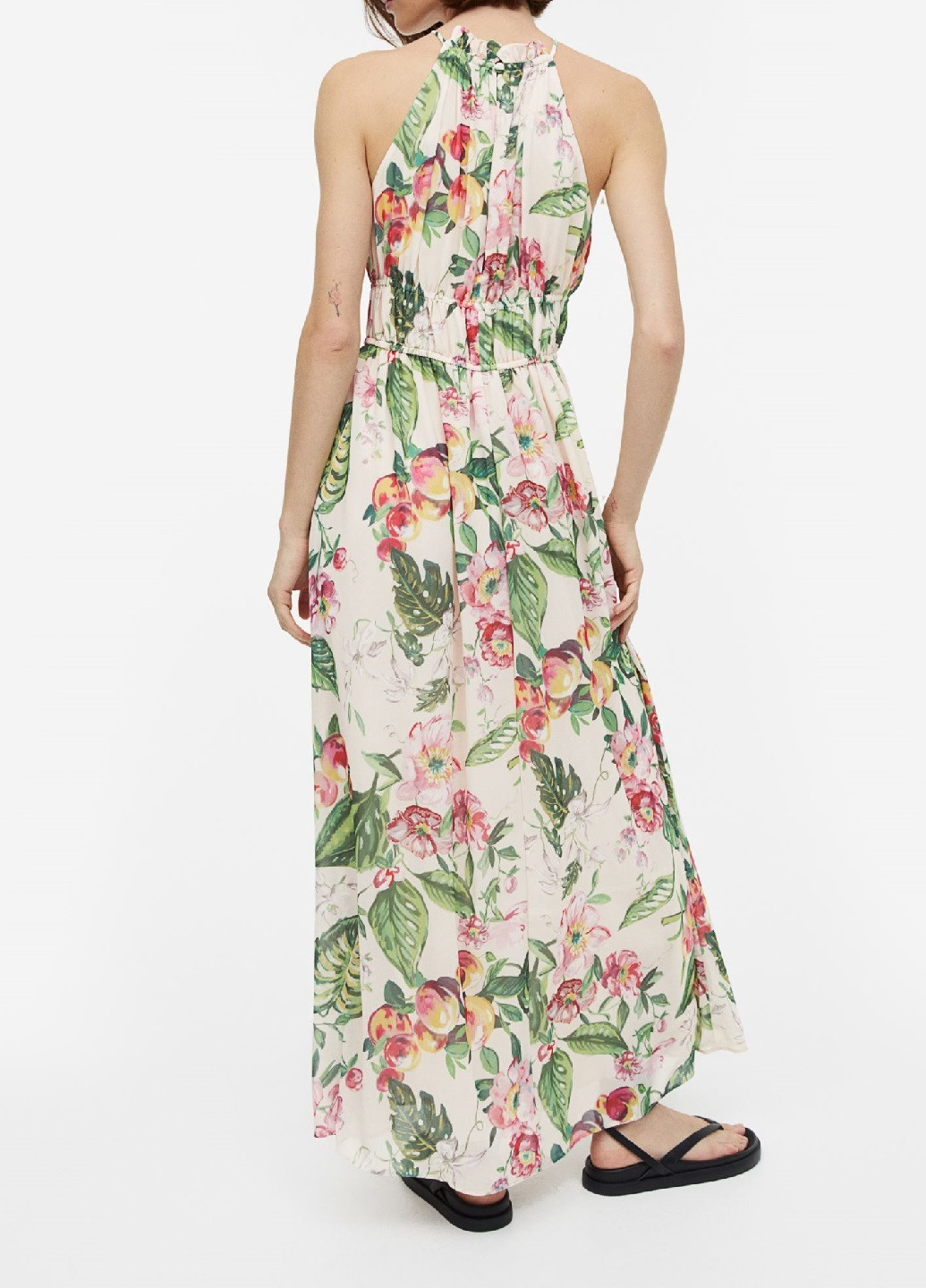 Светло-бежевое кэжуал платье H&M с цветочным принтом