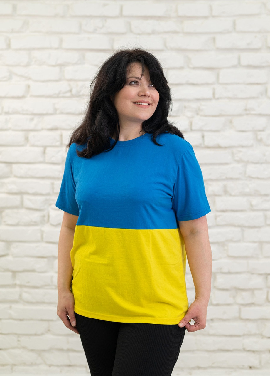Сине-желтая всесезон футболка патриотической расцветки с коротким рукавом V.O.G.