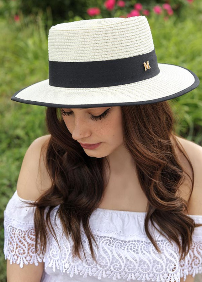 Шляпа-канотье украшенная черной лентой Braxton (258706619)
