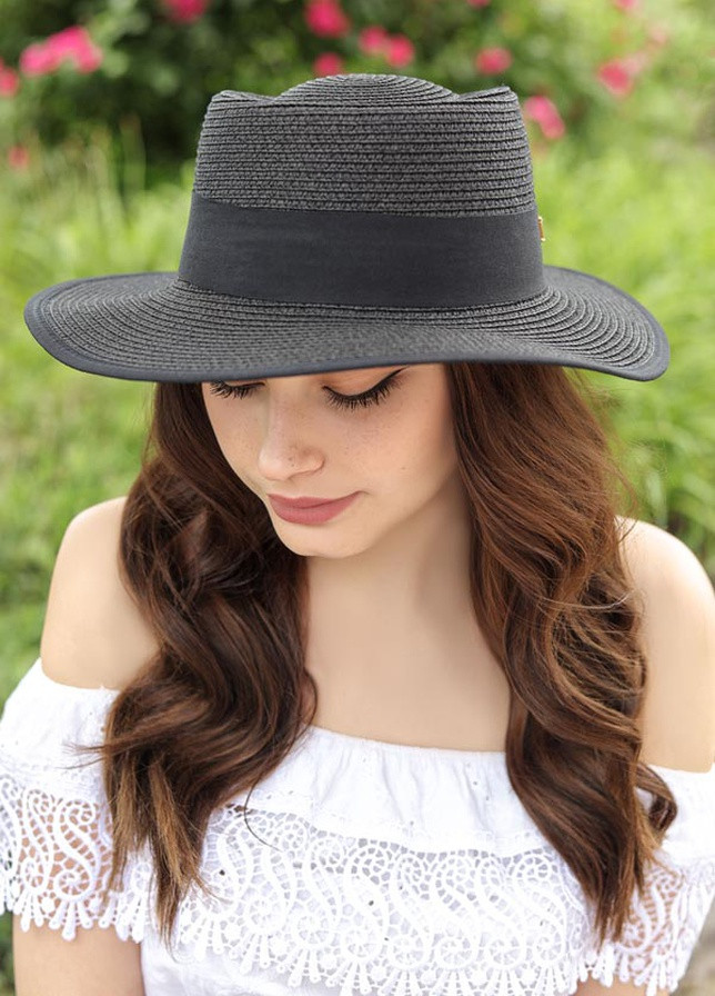 Шляпа-канотье украшенная черной лентой Braxton (258706615)